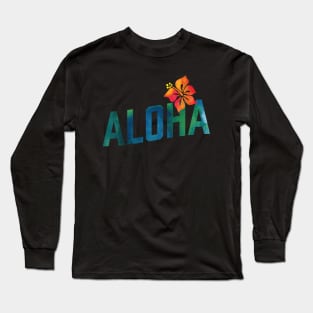 Aloha - Visit Hawaii Tropical Hibiscus Floral Tiedye Long Sleeve T-Shirt